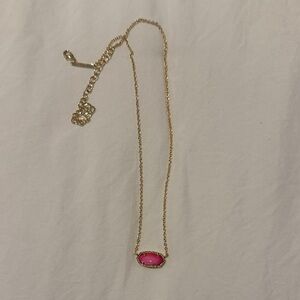 Kendra Scott Gold Necklace with Hot Pink Pendant